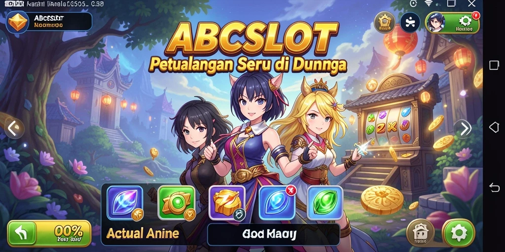 Tangkapan layar utama menampilkan aksi karakter anime dalam permainan.