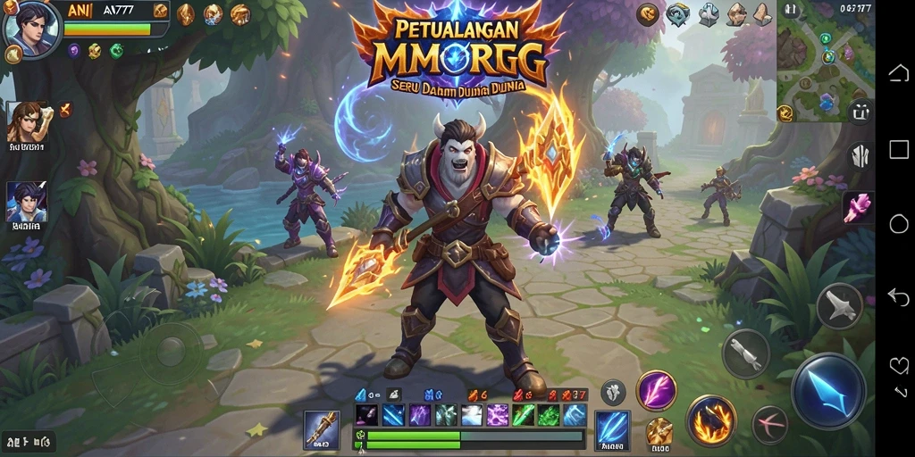 Screenshot gameplay AN777 yang menampilkan aksi petualangan MMORPG.