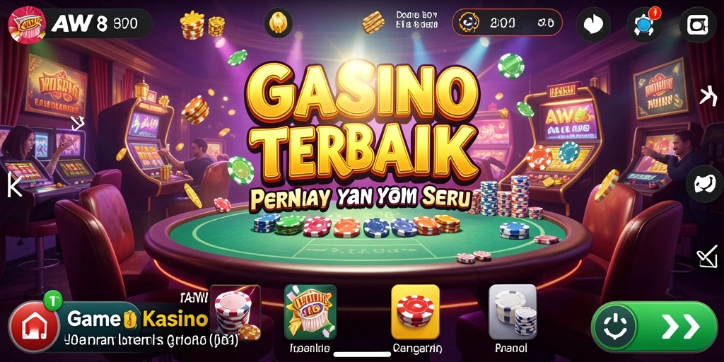 Tampilan screenshot gameplay AW8 yang menampilkan suasana kasino yang mendebarkan.