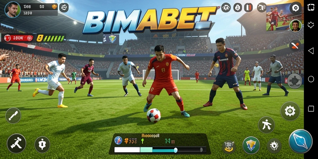Screenshot utama BIMABET menampilkan aksi seru permainan olahraga.