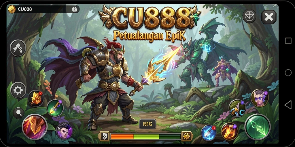 Gameplay menakjubkan dari CU888 yang menunjukkan pertarungan RPG.