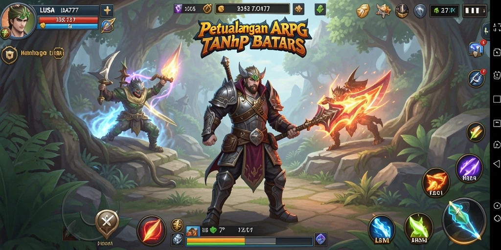 Tampilan menarik gameplay ARPG LUSA777 saat pertarungan.