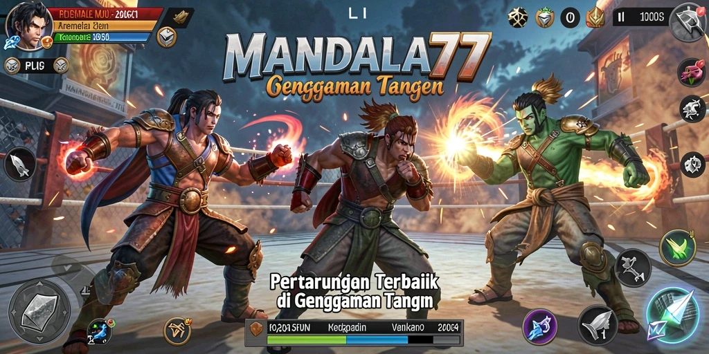 Screenshot utama MANDALA77 menampilkan aksi pertarungan yang mendebarkan.