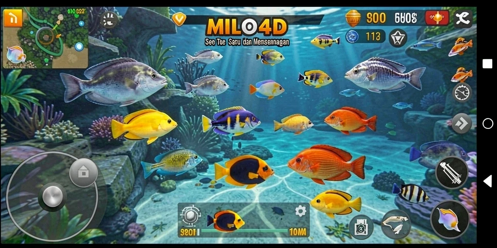 Screenshot dari gameplay <strong>MILO4D</strong> menampilkan aksi menembak ikan yang seru.
