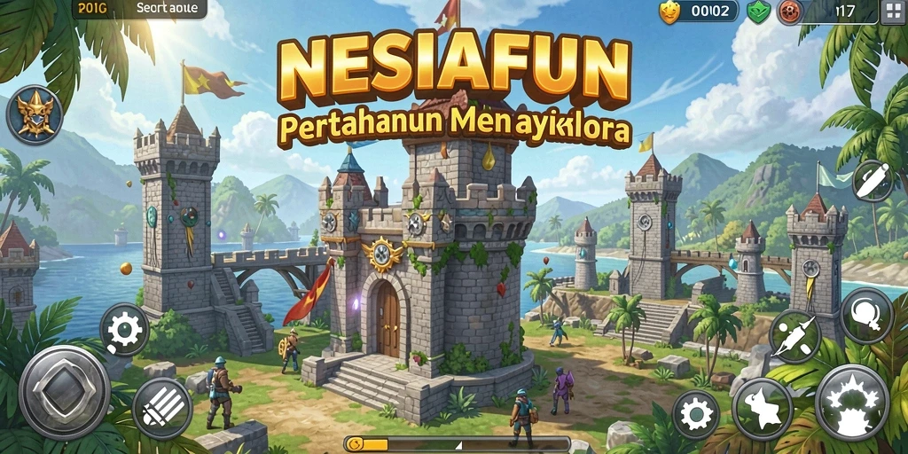 Tangkapan layar utama NESIAFUN menampilkan aksi seru dalam permainan Tower Defense.